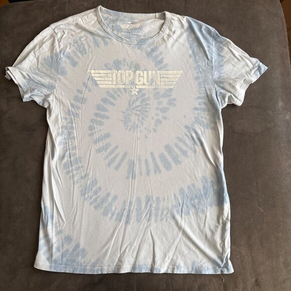 Top Gun Tie-Dye T-Shirt By Lucky Brand Light Blue L Cotton Blend Mens - Picture 1 of 4
